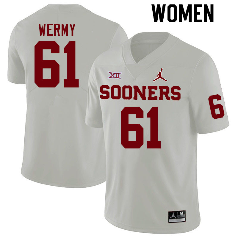 Women #61 Kenneth Wermy Oklahoma Sooners College Football Jerseys Stitched Sale-White